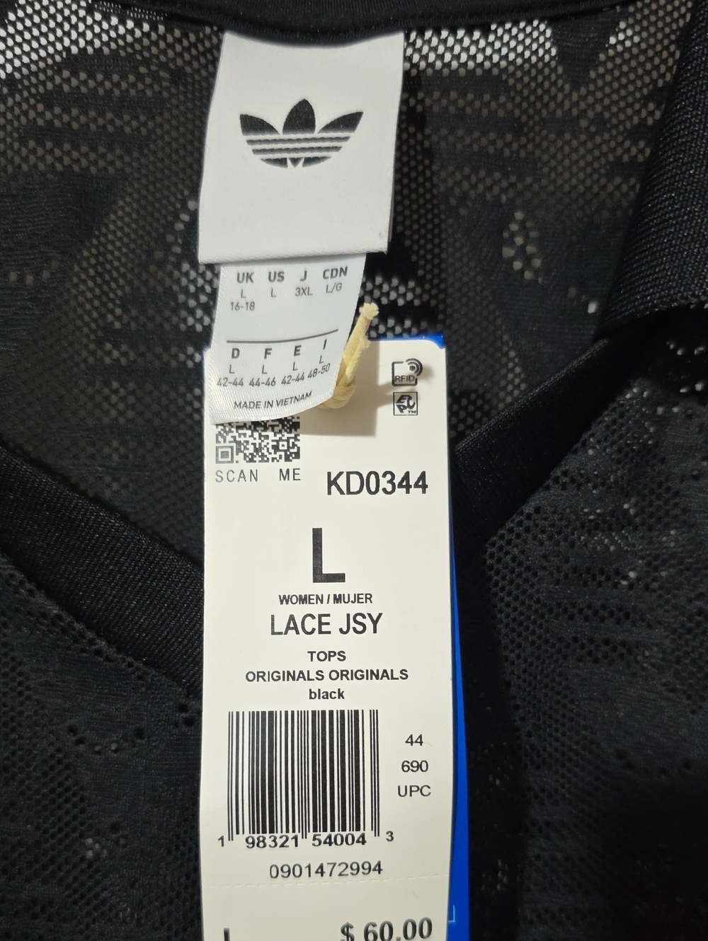 Adidas Black Lace Jersey - Picture 2 of 3